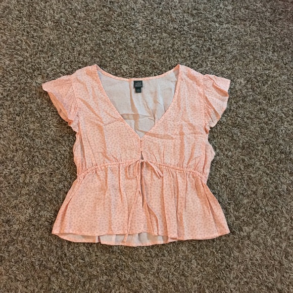 Wild Fable pink flutter sleeve open front crop blouse - Picture 6 of 13